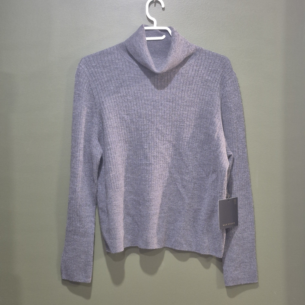 Max Studio 100% Extra Fine Merino Wool Grey Pullover Sweater Size XL